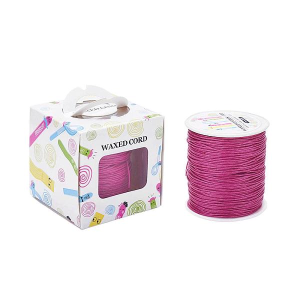 

PandaHall Waxed Cotton Cords, Camellia, 1mm, about 100yards/roll(91.44m/roll), 300 feet/roll Waxed Cotton Cord Round Pink
