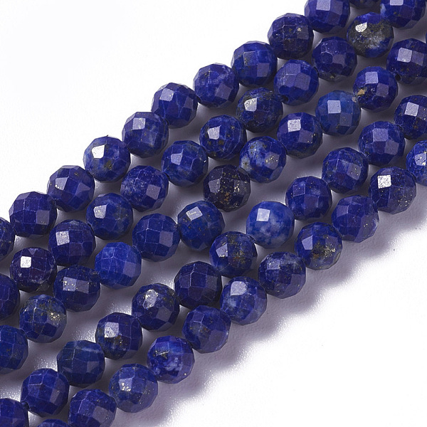 

PandaHall Natural Lapis Lazuli Beads Strands, Faceted, Round, 4x3.5~4mm, Hole: 0.6~0.7mm, about 97~110pcs/strand, 15~16 inch(40~40.7cm)...