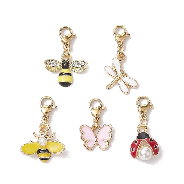 

PandaHall Insect Alloy Enamel Pendant Decoration, Lobster Clasp Charms for Bag, Key Chain Ornaments, Mixed Color, 21.5~28mm, 5pcs/set..., Multicolor