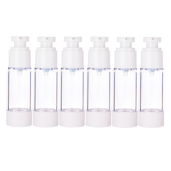 PandaHall BENECREAT 6PCS 30ml Empty Airless Pump Bottles Refillable Plastic Vacuum Pump Press Bottles for Lotion Perfume Essential Oil...