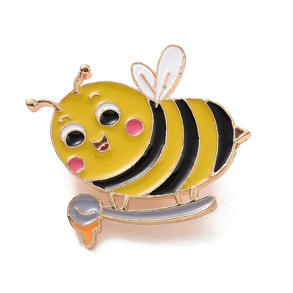 

PandaHall Bee Enamel Pin, Alloy Enamel Brooch for Backpack Clothes, Yellow, 30x31x2mm Alloy+Enamel Yellow