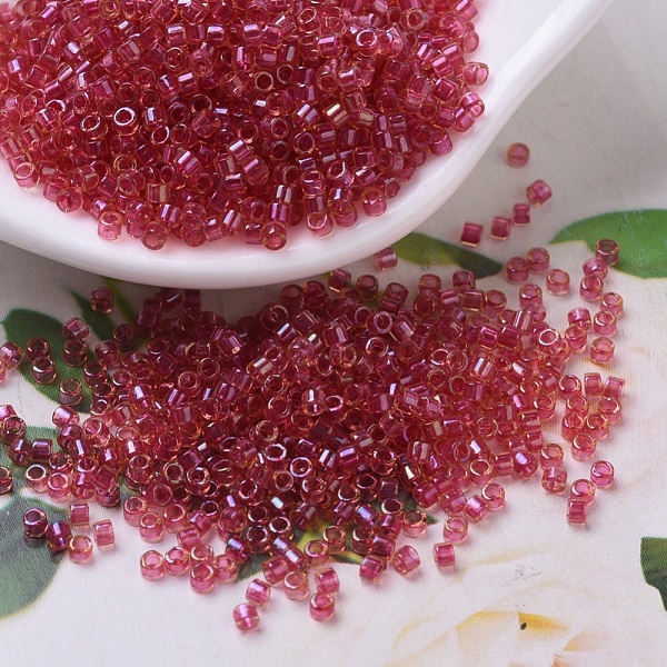 

PandaHall MIYUKI Delica Beads, Cylinder, Japanese Seed Beads, 11/0, (DB0062) Light Cranberry Lined Topaz Luster, 1.3x1.6mm, Hole: 0.8mm..., Red
