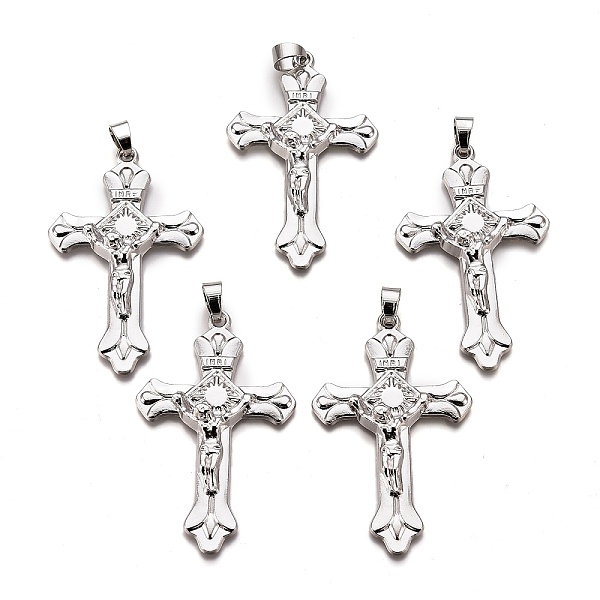 

PandaHall Alloy Big Pendants, Lead Free & Cadmium Free, Crucifix Cross, Platinum, 50x31x5.5mm, Hole: 4.5x6.5mm Alloy Cross