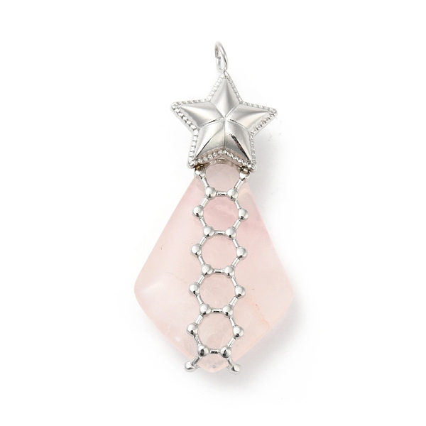 

PandaHall Natural Rose Quartz Pendants, Teardrop Charm, with Stainless Steel Color Plated 304 Stainless Steel Star Findings...