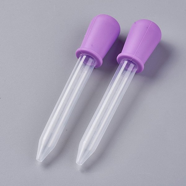 PandaHall Plastic Dropper, Transfer Graduated Pipettes, Violet, 122x12~23mm, Capacity: 5ml Plastic Tool Purple