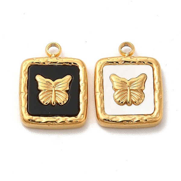 

PandaHall Vacuum Plating 304 Stainless Steel Pendants, with Shell & Acrylic, Square with Butterfly, Golden, 16x12x3mm, Hole: 1.8mm 304..., Multicolor