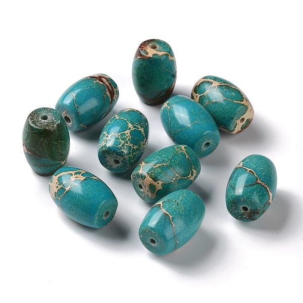 

PandaHall Natural Imperial Jasper Beads, Dyed, Rice, Light Sea Green, 18x13.5mm, Hole: 1.6mm Imperial Jasper Rice