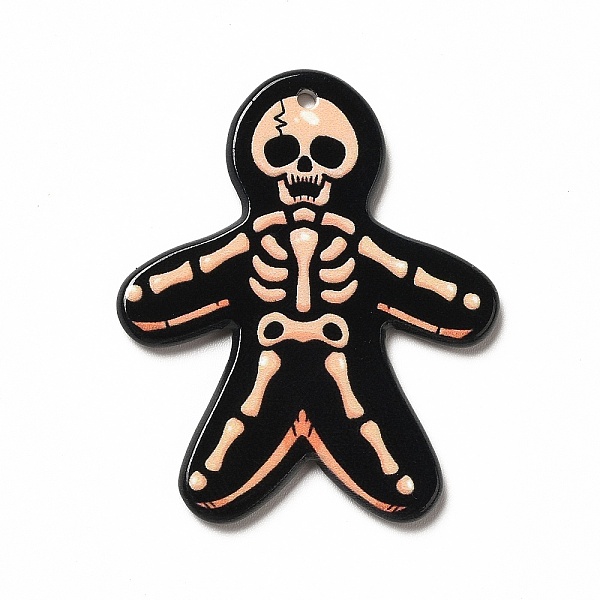 

PandaHall Christmas Printed Acrylic Pendants, with Skull Pattern Charm, Gingerbread Man Pattern, 43x36x2.5mm, Hole: 1.8mm Acrylic..., Black