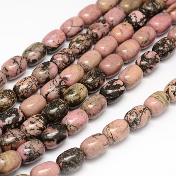 Natural Rhodonite Barrel Beads Strands