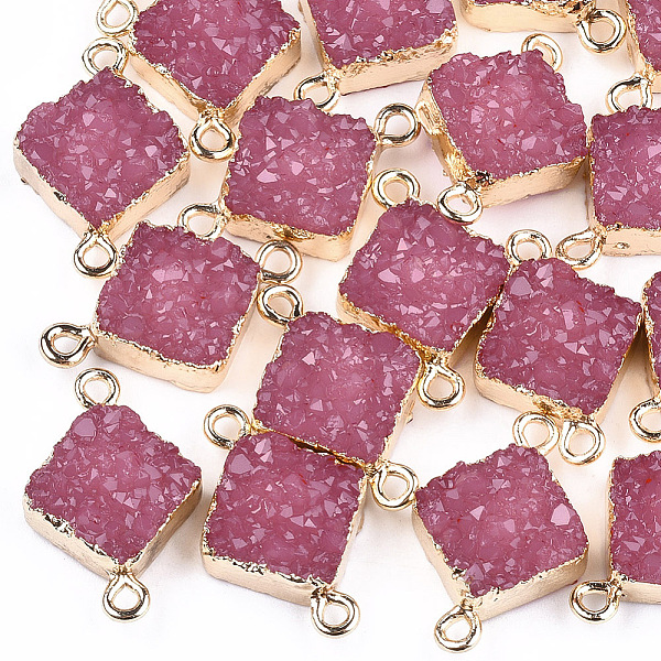 

PandaHall Electroplate Druzy Resin Links connectors, with Iron Findings, Rhombus, Light Gold, Pale Violet Red, 22~23x15x7mm, Hole: 1mm Resin..., Pink