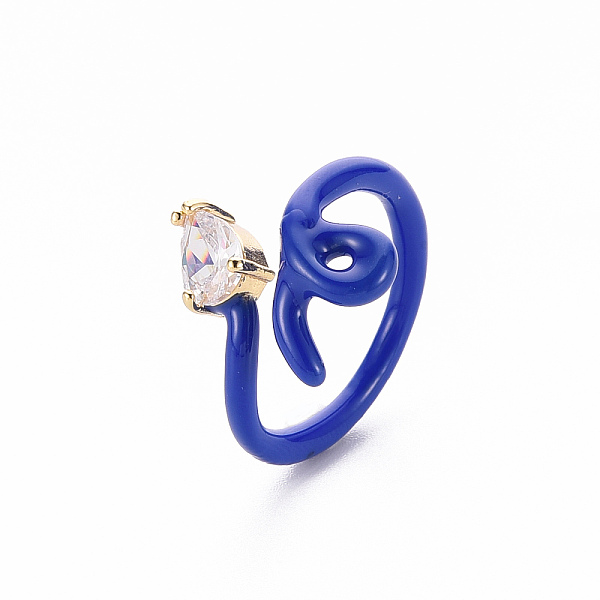 

PandaHall Brass Micro Pave Clear Cubic Zirconia Cuff Rings, Open Rings, with Enamel, Snake, Cadmium Free & Nickel Free & Lead Free, Real 16K..., Blue