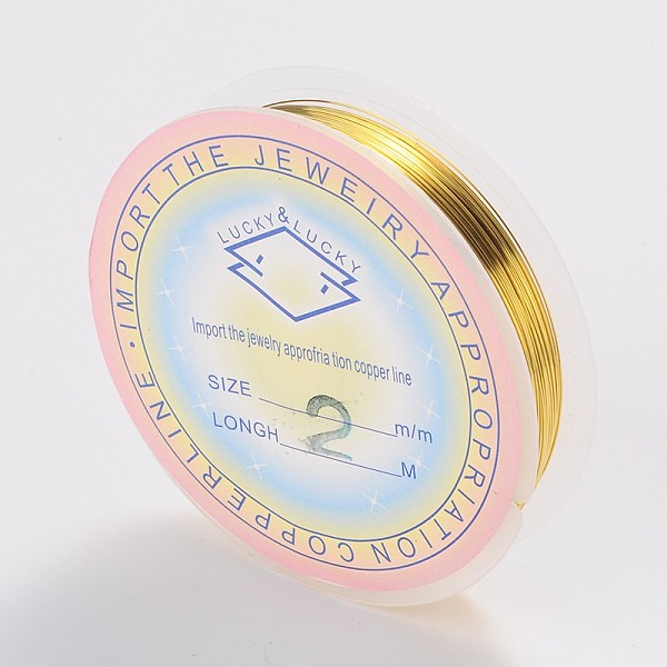 

PandaHall Round Copper Jewelry Wire, Nickel Free, Gold, 32 Gauge, 0.2mm, about 114.82 Feet(35m)/roll Copper Round Gold
