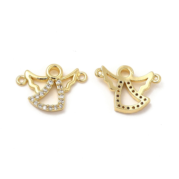 

PandaHall Brass Micro Pave Cubic Zirconia 2-Loop Pendants, with Jump Ring, Angel Charm, Golden, 17.5x13x2.5mm, Hole: 3.3mm Brass+Cubic..., Clear