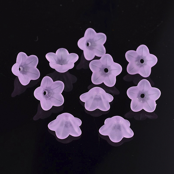 Chunky Violet Transparent Frosted Flower Acrylic Beads