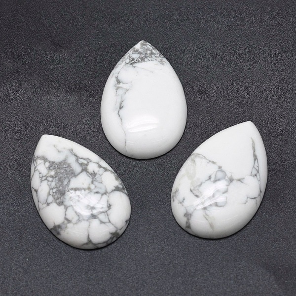 

PandaHall Natural Howlite Cabochons, teardrop, 33~34x24x7mm Howlite Teardrop