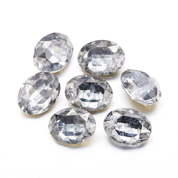 

PandaHall Glass Rhinestone Cabochons, Pointed Back & Back Plated, Faceted, Oval, Clear, 14x10x5.5mm Glass Rhinestone Oval Clear