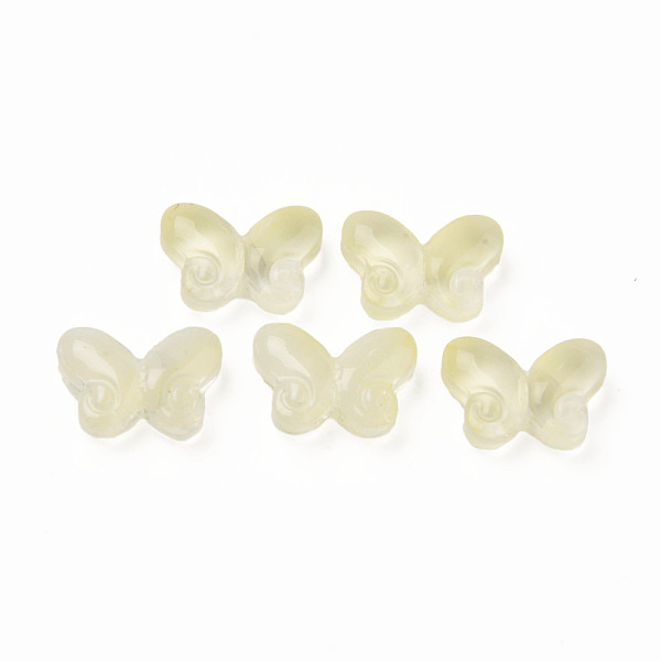 

PandaHall Two Tone Transparent Spray Painted Glass Beads, Butterfly, Light Yellow, 10x14.5x4.5mm, Hole: 1mm Glass Butterfly