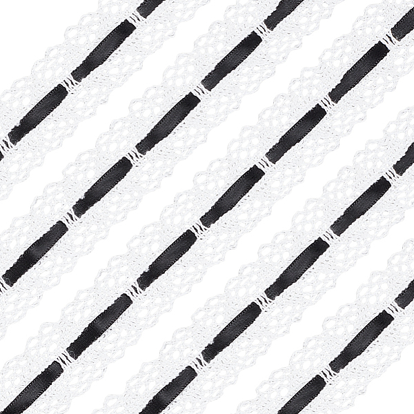 

PandaHall FINGERINSPIRE 10 Yards Cotton Lace Trims, with Polyester Ribbon, Flower Pattern, with 1Pc Cardboard Display Card, Black, 23mm...