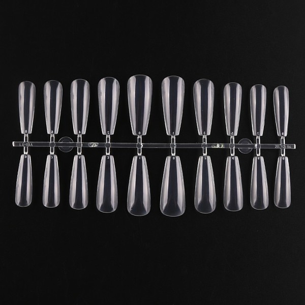 

PandaHall Solid Color Plastic Seamless Toe False Nail, Practice Manicure Nail Art Tool, Clear, 26~32x6~13mm, 20pcs/set. Plastic None Clear