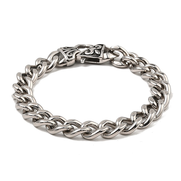 

PandaHall 304 Stainless Steel Cuban Link Chain Bracelet, Stainless Steel Color, 8-7/8 inch(22.5cm) 304 Stainless Steel