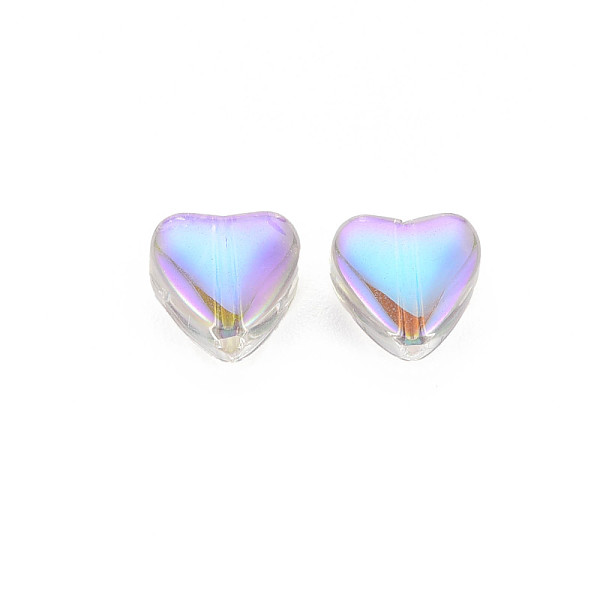 

PandaHall Electroplate Transparent Glass Beads, Half Plated, Heart, Plum, 8x8x5mm, Hole: 1mm Glass Heart Purple