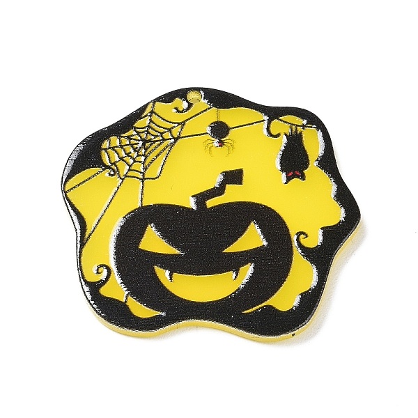 

PandaHall Halloween Theme Opaque Printed Acrylic Pendants, Flower Charms, Pumpkin, 36x37x2mm, Hole: 1.6mm Acrylic Pumpkin Yellow