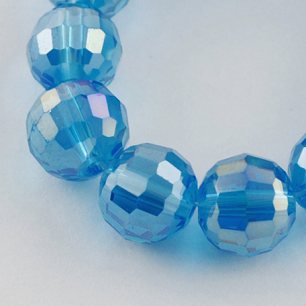 

PandaHall Electroplate Glass Bead Strands, AB Color Plated, Faceted, Round, Dodger Blue, 8mm, Hole: 1mm, about 72pcs/strand, 21.8 inch Glass...