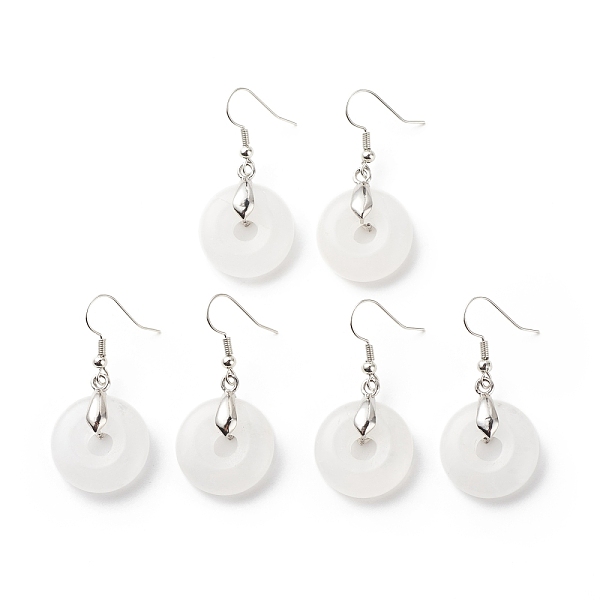 

PandaHall Natural Quartz Crystal Donut Dangle Earrings, Platinum Plated Brass Jewelry for Women, Cadmium Free & Lead Free, 41mm, Pin: 0.6mm...