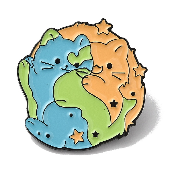 

PandaHall Electrophoresis Black Zinc Alloy Brooch, Enamel Pin for Backpack Clothes, Baking Paint, Cat Planet, Yellow Green, 29x29x2mm...