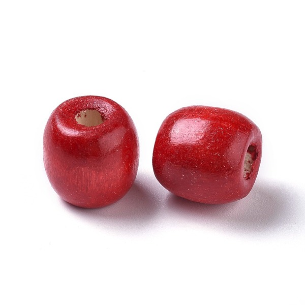 

PandaHall Natural Wood Beads, Dyed, Barrel, Large Hole Beads, Red, 16.5~17x16~16.5mm, Hole: 6~7m Wood Barrel Red