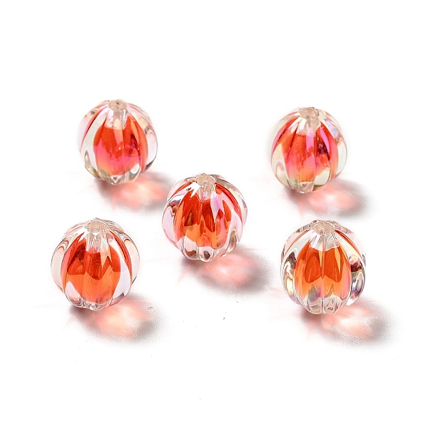 

PandaHall Two Tone UV Plating Rainbow Iridescent Acrylic Beads, Pumpkin, Red, 15.5x14.5~15mm, Hole: 2.7~2.8mm Acrylic Pumpkin Red