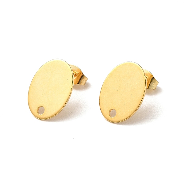 

PandaHall 201 Stainless Steel Stud Earring Findings, with 304 Stainless Steel Pin & Hole & Friction Ear Nuts, Oval, Real 24K Gold Plated...
