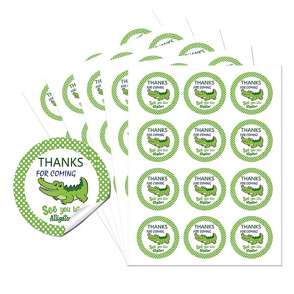 

PandaHall 5 Sheets Round Dot PVC Waterproof Decorative Sticker Labels, Self Adhesive Car & Word Decals for Sealing Bag Decoration, Crocodile..., Multicolor