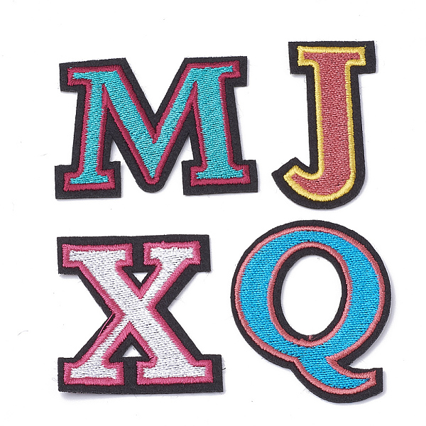 

PandaHall Computerized Embroidery Cloth Iron On/Sew On Patches, Costume Accessories, Appliques, Alphabet, Mixed Color, 45~56x27~55x1.5mm..., Multicolor