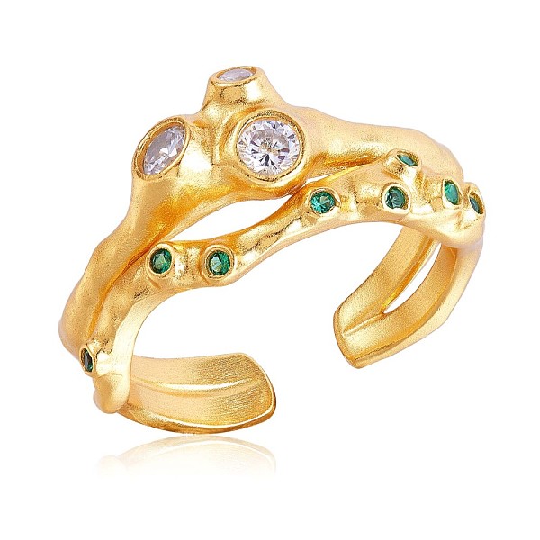 

PandaHall 925 Sterling Silver Branch Open Cuff Ring, Cubic Zirconia Gothic Ring for Women, Golden, US Size 6 1/2(16.9mm) Sterling Silver