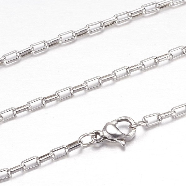 

PandaHall 304 Stainless Steel Box Chain Necklaces, with Lobster Claw Clasps, Stainless Steel Color, 19.2 inch(49cm) 304 Stainless Steel