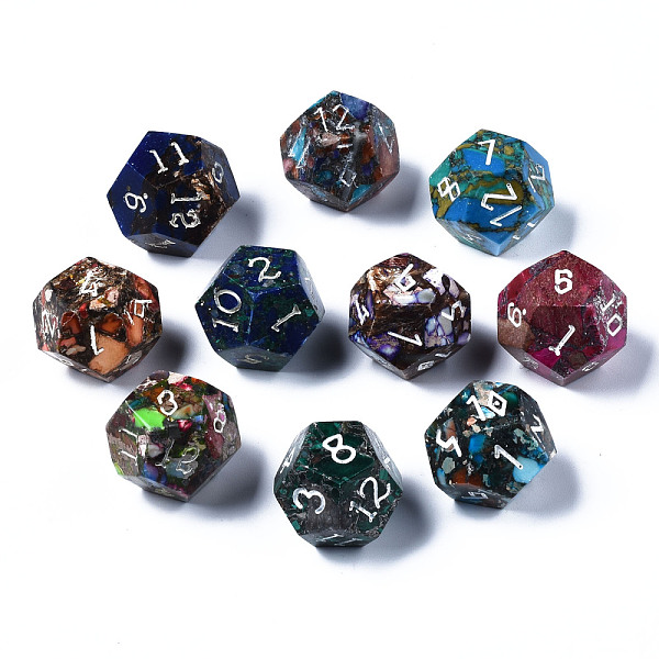 

PandaHall Synthetic Gold Line Regalite/Imperial Jasper/Sea Sediment Jasper Beads, No Hole, Dice, with Number Pattern, Mixed Color..., Multicolor