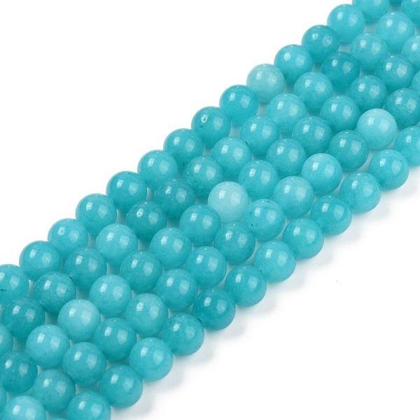 PandaHall Natural White Jade Beads Strands, Dyed, Round, Dark Turquoise, 6.5mm, Hole: 0.9mm, about 60pcs/strand, 14.96''(38cm) White Jade...