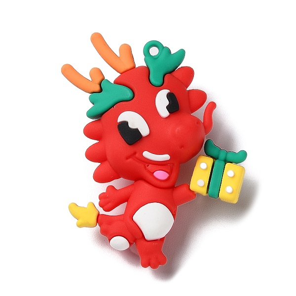 

PandaHall PVC Plastic Big Pendants, Dragon Charm, Red, 63x47x20mm, Hole: 2.5mm PVC Dragon Red