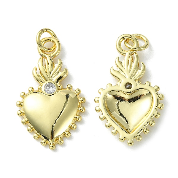 

PandaHall Rack Plating Brass Micro Pave Cubic Zirconia Pendants, Long-Lasting Plated, Lead Free & Cadmium Free, Heart Charm, Real 18K Gold..., Clear
