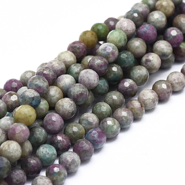 

PandaHall Natural Ruby in Zoisite Beads Strands, Faceted, Round, 6mm, Hole: 1mm, about 71pcs/strand, 16.14 inch(41cm) Ruby in Zoisite Round