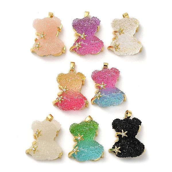 

PandaHall Rack Plating Brass Resin Cubic Zirconia Pendants, Long-Lasting Plated, Lead Free & Cadmium Free, Real 18K Gold Plated, Bear, Mixed..., Multicolor