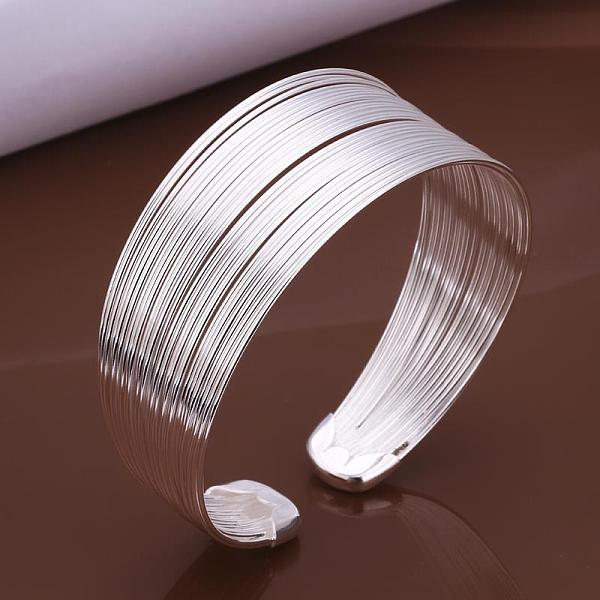 

PandaHall Classic Brass Cuff Bangles For Women, Silver Color Plated, 65mm Brass