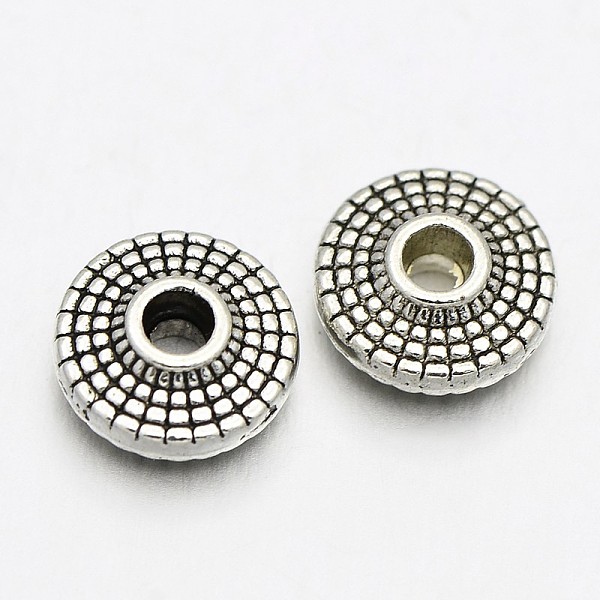 

PandaHall Tibetan Style Alloy Spacer Beads, Flat Round, Antique Silver, 8x3mm, Hole: 2mm Alloy Flat Round