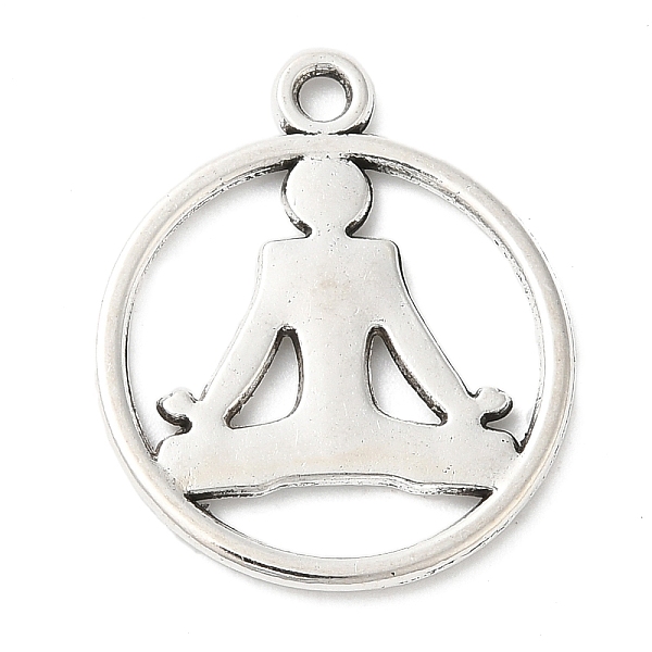 

PandaHall Tibetan Style Alloy Pendants, Cadmium Free & Lead Free, Flat Round with Yoga, Antique Silver, 23.5x20x1.5mm, Hole: 2mm, about...