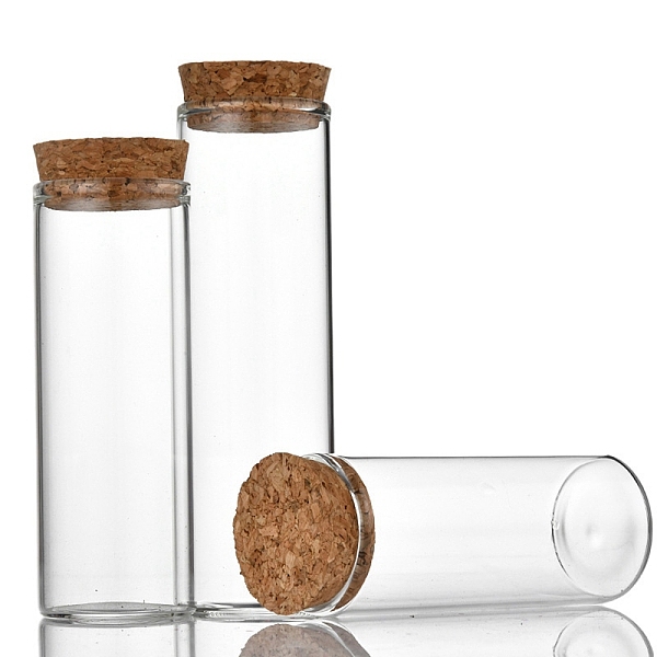 

PandaHall Column Glass Jar Glass Bottles, with Wooden Cork, Wishing Bottle, Bead Containers, Clear, 3.7x12cm, Capacity: 90ml(3.04fl. oz)...