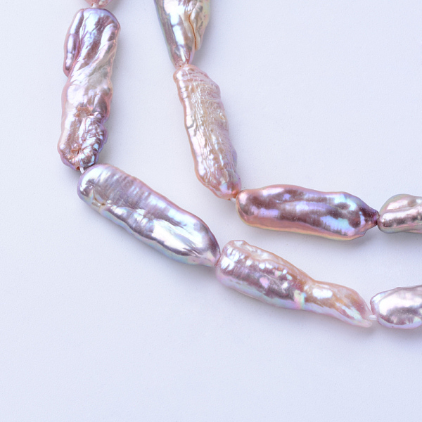 

PandaHall Natural Baroque Pearl Keshi Pearl Beads Strands, Cultured Freshwater Pearl, Grade A, Rectangle, Plum, 20~24x7~8x5~6mm, Hole: 0.5mm..., Purple
