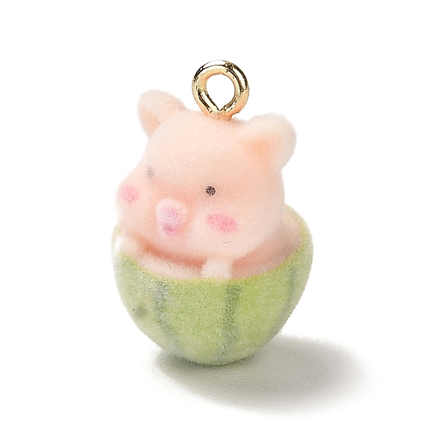 

PandaHall Flocky Opaque Resin Pendants, Cut Pet Charms with Golden Plated Metal Loops, Pig, 21x13x12.5mm, Hole: 2mm Resin Pig