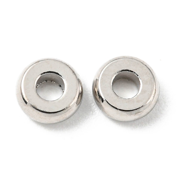

PandaHall Brass Beads, Cadmium Free & Lead Free, Long-Lasting Plated, Disc, Platinum, 4x1.5mm, Hole: 1.5mm Brass Disc