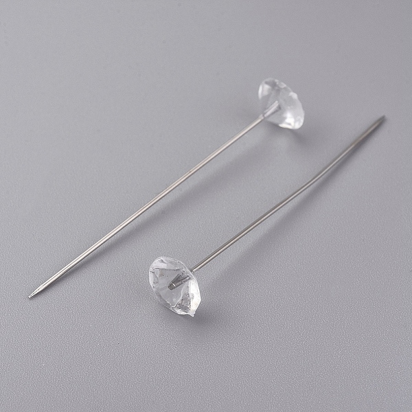 

PandaHall Iron Sewing Pins, Straight Pins, with Plastic Beads, for Dressmaker Jewelry Decoration, Clear, 54x0.7mm, about 100pcs/box Iron...